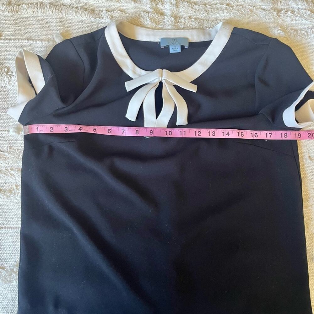 CeCe Black and White Bow School Girl Blouse small - Picture 7 of 8